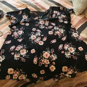 Black floral blouse